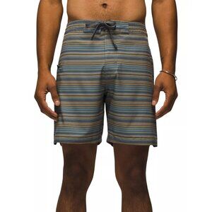 Prana Shorts Men's 34 Flint Clean Stripe Fenton 9 Inch Boardshort
